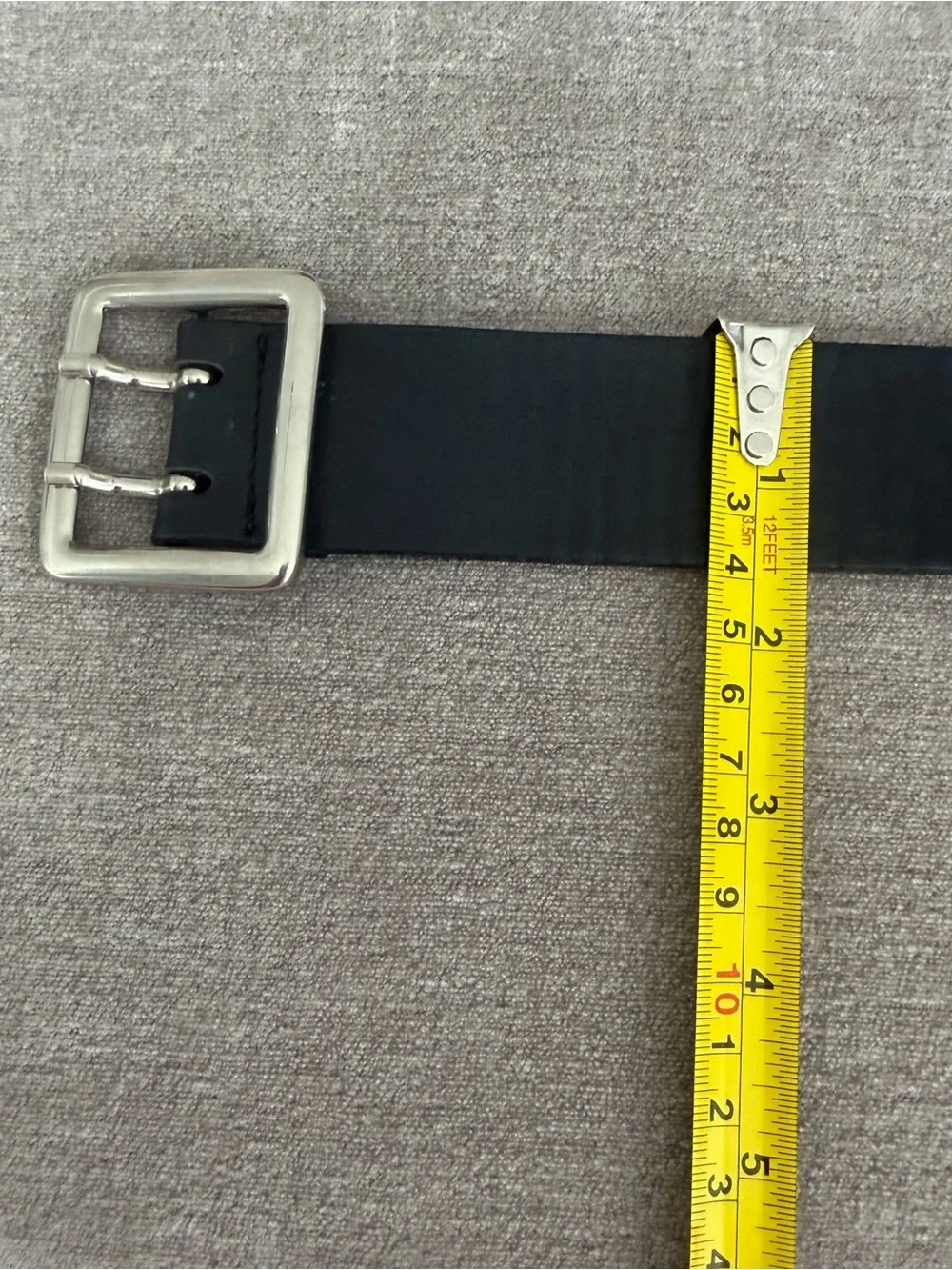 Garuglieri Black Leather Double Prong Belt Made in Italy Size XL